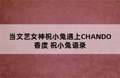 当文艺女神祝小兔遇上CHANDO香度 祝小兔语录